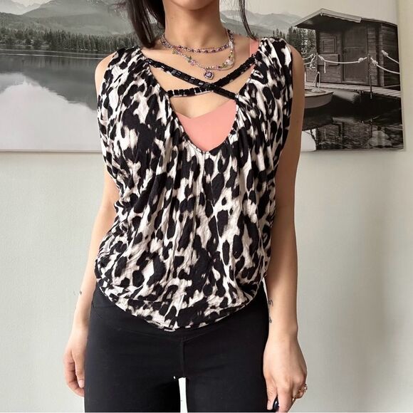 y2k cheetah keyhole sexy top - Picture 1 of 4